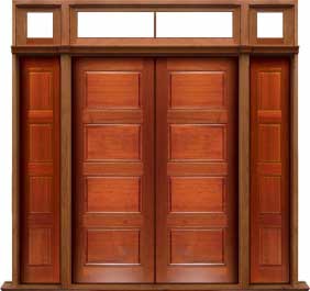 horizontal 4 panel: single door +  two sidelights