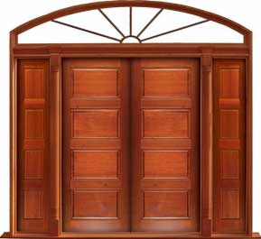 horizontal 4 panel: single door +  two sidelights