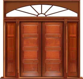 horizontal 4 panel: single door +  two sidelights
