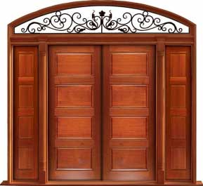 horizontal 4 panel: single door +  two sidelights