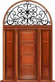 horizontal 4 panel: single door +  two sidelights