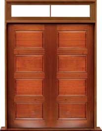 horizontal 4 panel: single door +  two sidelights