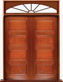 horizontal 4 panel: single door +  two sidelights