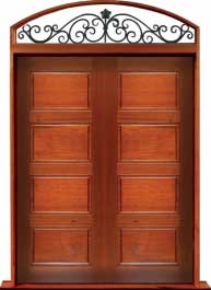 horizontal 4 panel: single door +  two sidelights