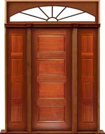 horizontal 4 panel: single door +  two sidelights