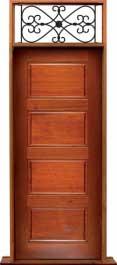 horizontal 4 panel: single door +  two sidelights