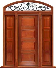 horizontal 4 panel: single door +  two sidelights