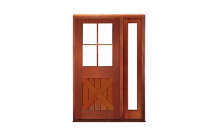 hampton cross brace 4 light: single door + sidelight on right