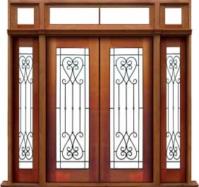 iron grille: single door + sidelight on right