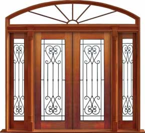 iron grille: single door + sidelight on right