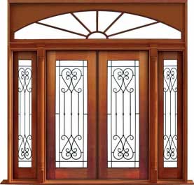 iron grille: single door + sidelight on right