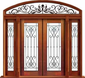iron grille: single door + sidelight on right