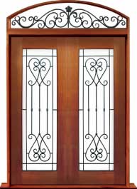 iron grille: single door + sidelight on right