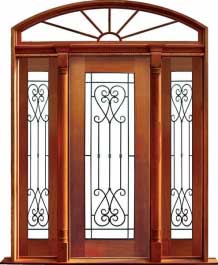 iron grille: single door + sidelight on right